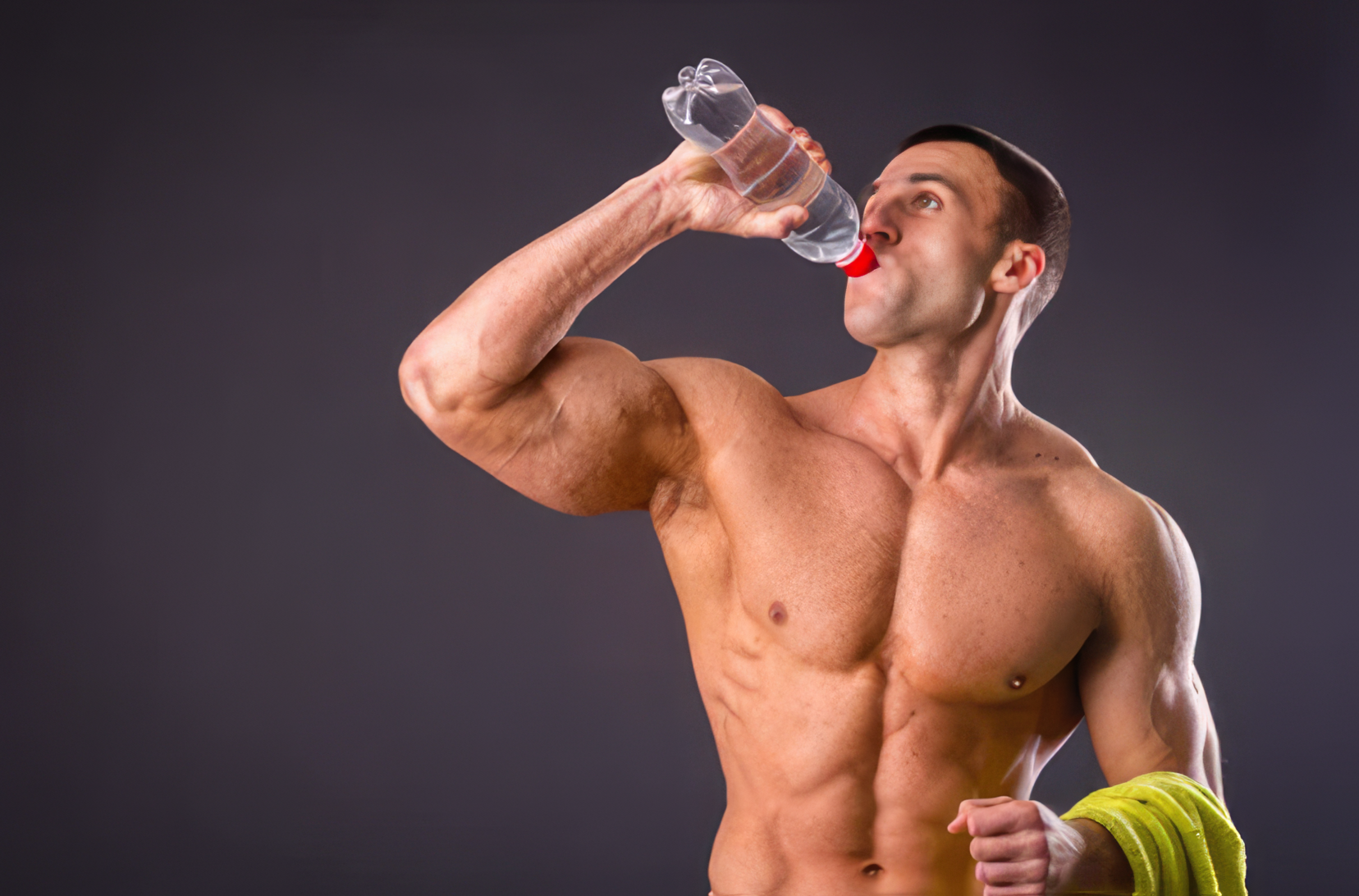 Bodybuilder Drinking Water