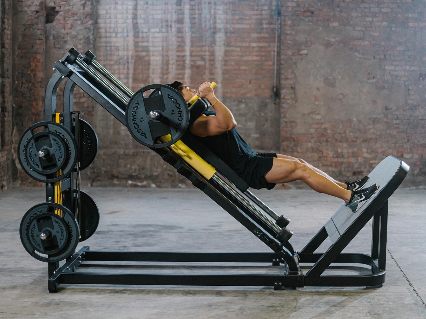 The hack squat machine 