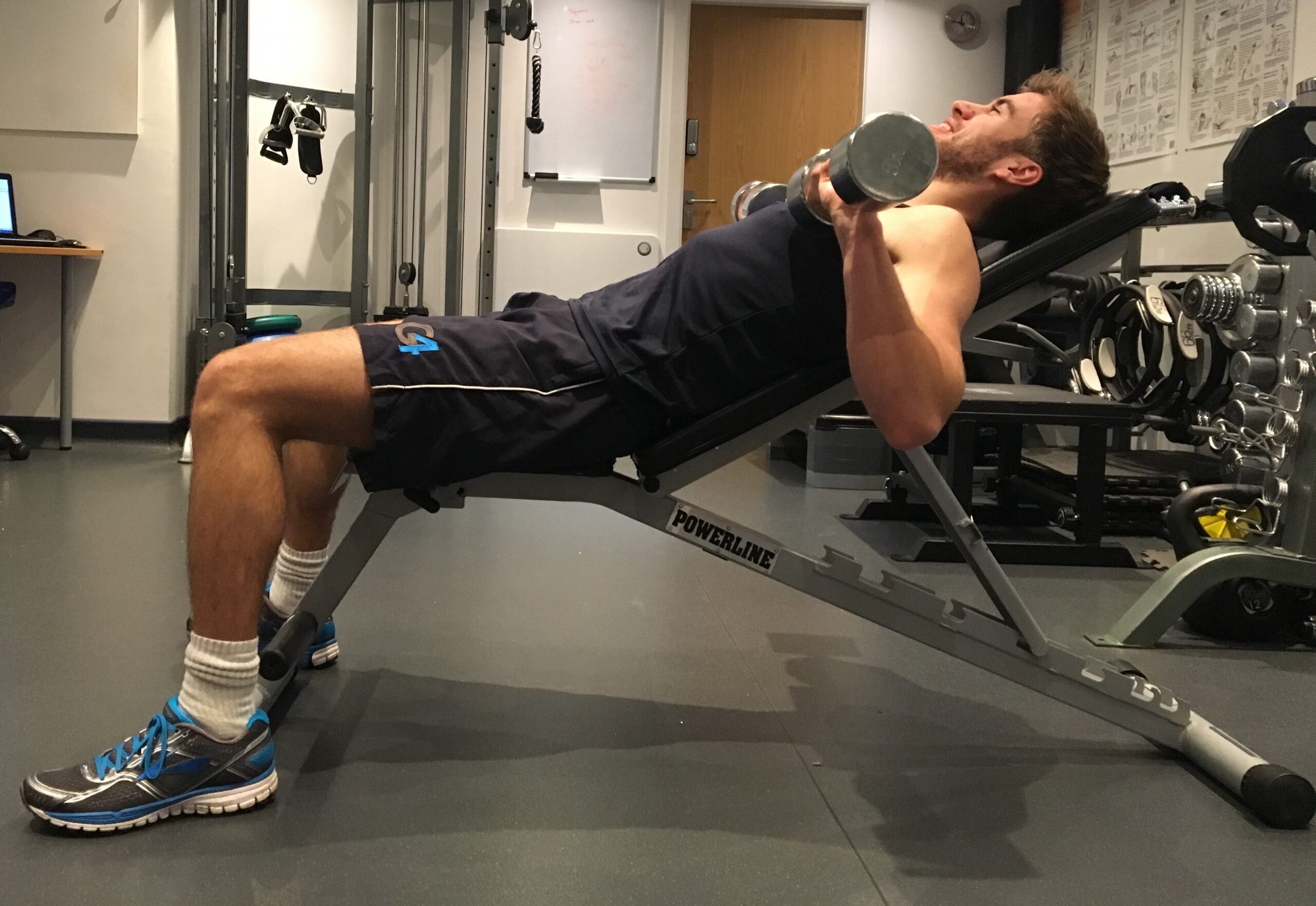 Incline bench press starting position